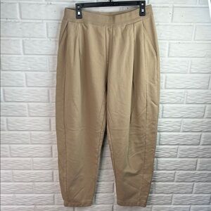 SKETCH BARREL SWEATPANTS FLEECE LINED KHAKI COLOR THICK 100% COTTON SZ LG